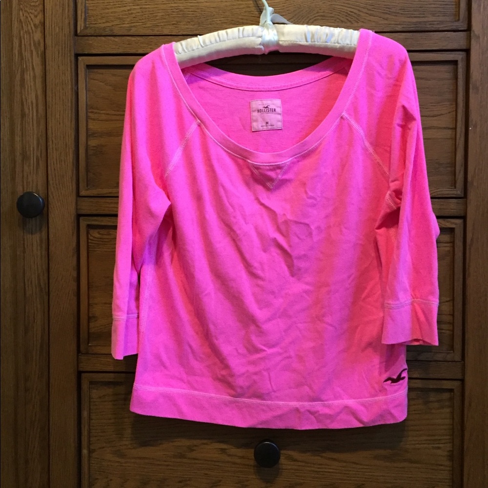 Hot Pink Hollister 3/4 length Sleeve Tee